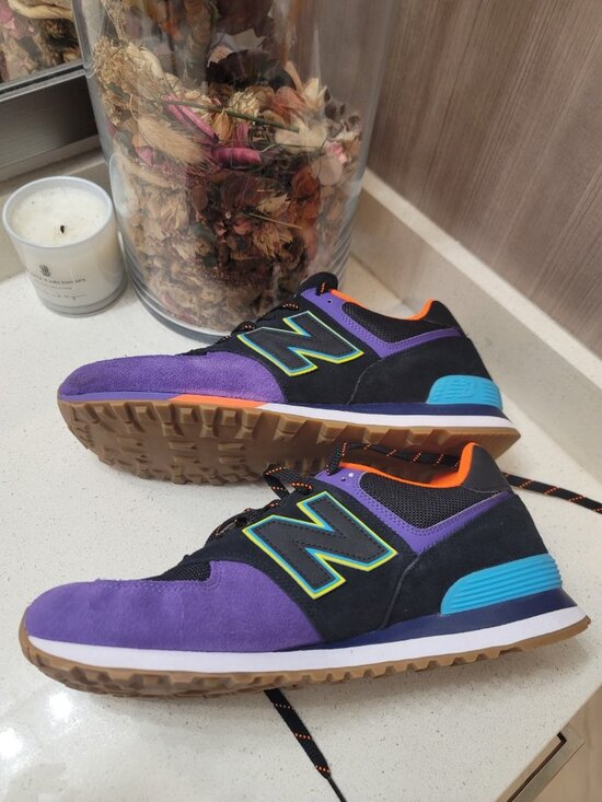 New Balance 574 Men’s Size 13 Black Purple Orange Blue Custom ML574PT2 main image 8